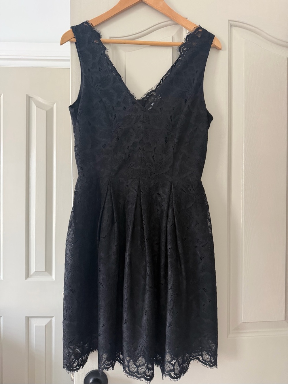 H&M Black Lace V-Neck Fit-and-Flare Mini Dress